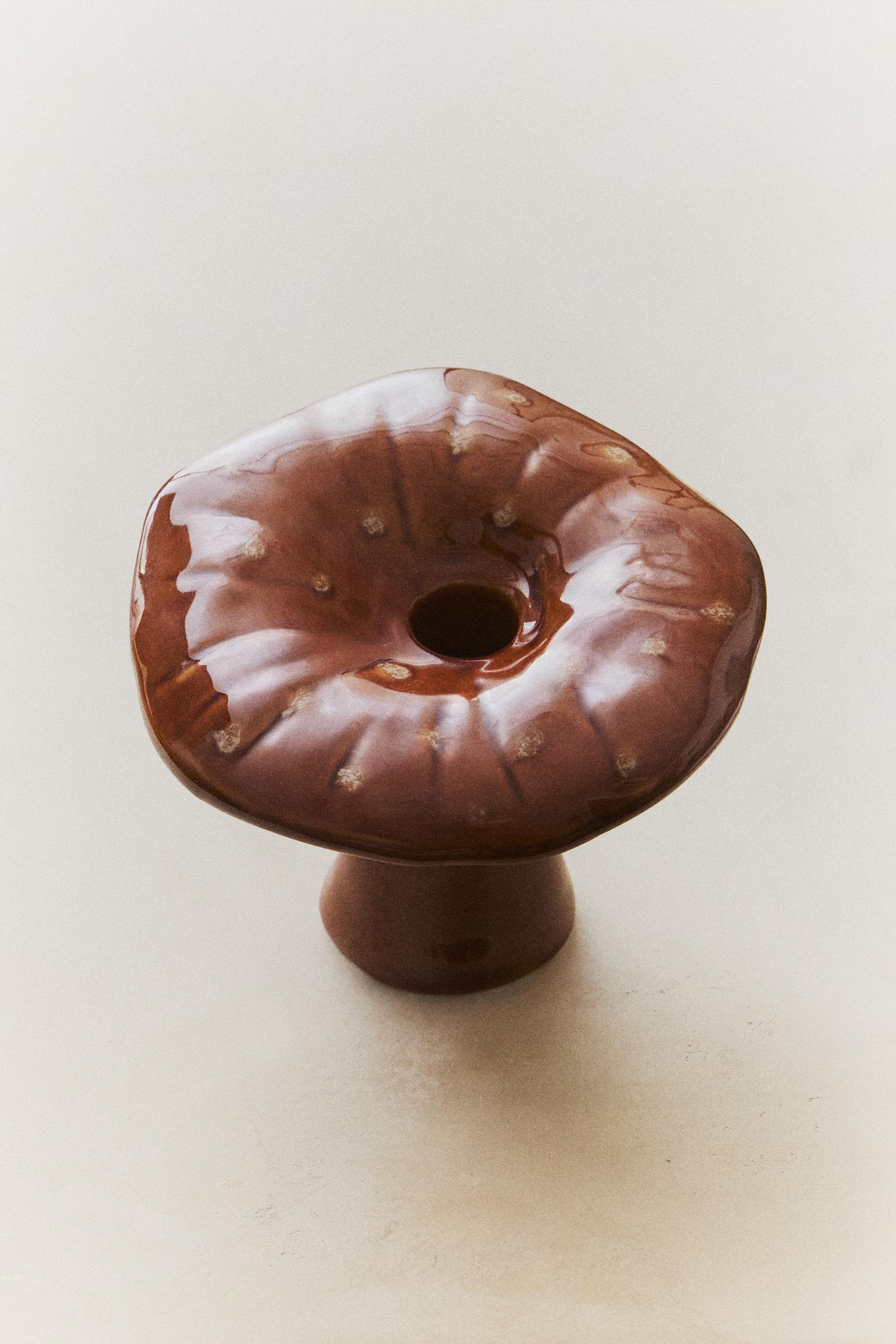 LARGE STONEWARE MUSHROOM CANDLESTICK
